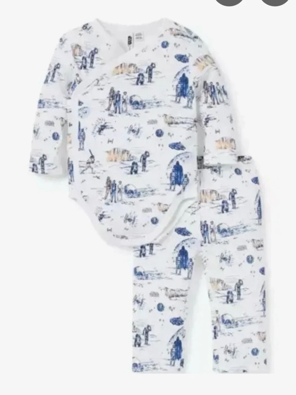 Janie and Jack White and Blue Star Wars Wrap Bodysuit & Pants Set